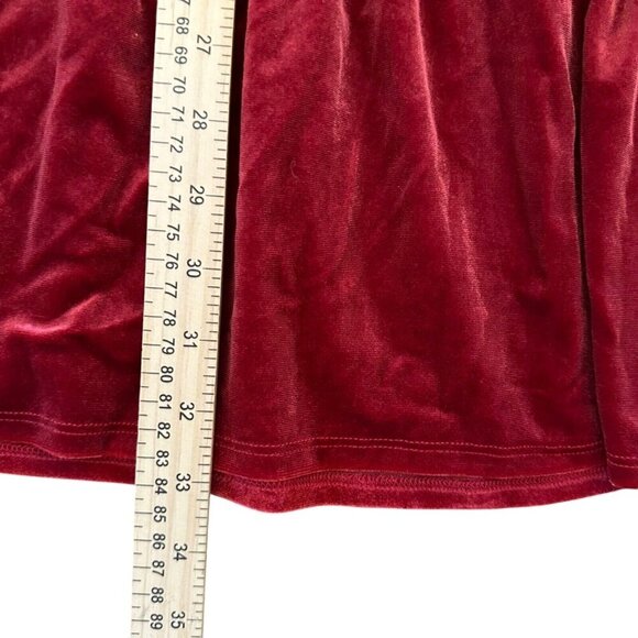 Live to be Spoiled Dress Women's Size Large red velvet long sleeve tiered - Picture 7 of 12